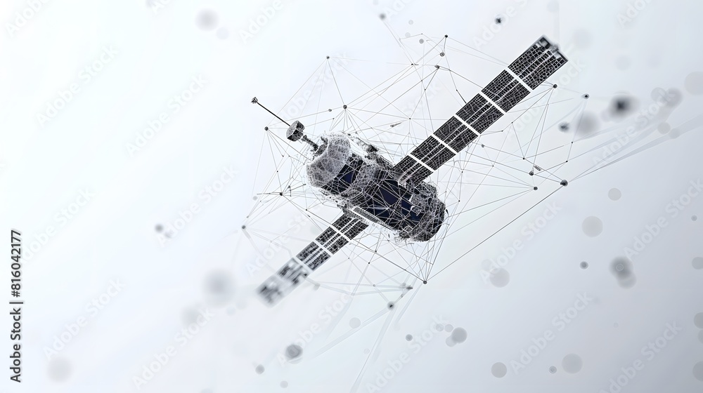 A close up of a satellite covered in numerous dots A close up of a satellite covered in numerous dots