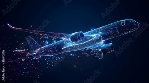 A close up of a plane with a lot of lines and dots