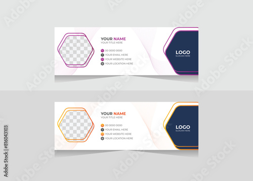 corporate modern red color gradient email signature shape design template. business promotion and promotional professional e-signature vector illustrator design idea. standard email design