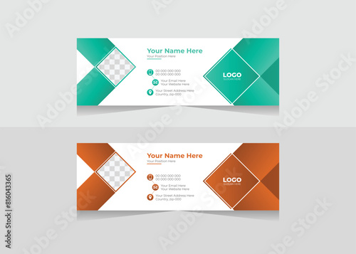 corporate modern red color gradient email signature shape design template. business promotion and promotional professional e-signature vector illustrator design idea. standard email design