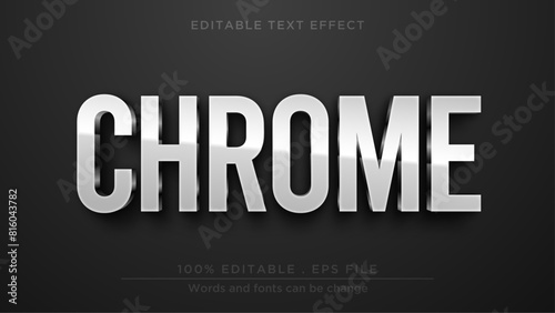 Chrome editable text effect. Metallic text mockup template