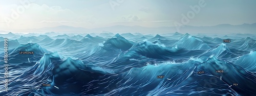 Ocean Waves Frequencies Visually Measured and Displayed in a D Rendering photo