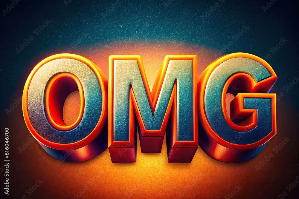 3d omg text effect with color gradient from red to blue against starry gradient background 3d omg text effect with color gradient from red to blue against starry gradient background