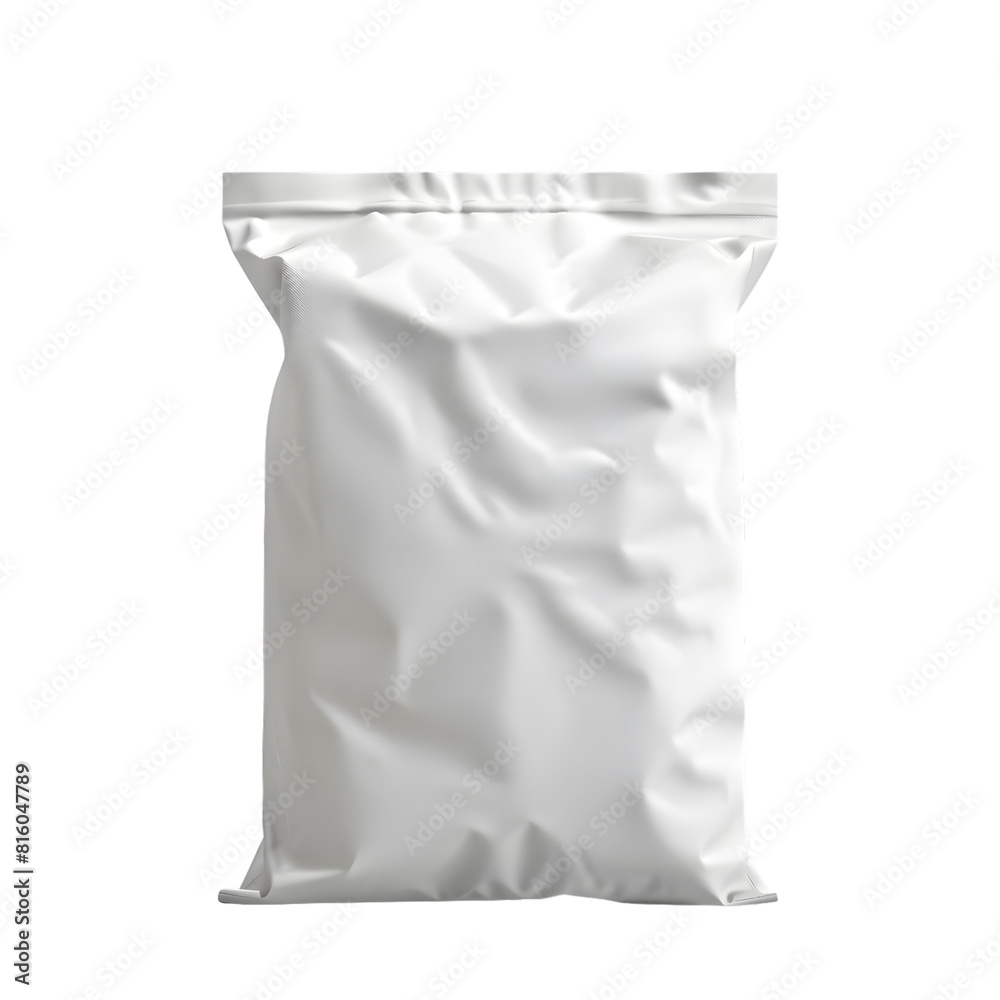 White plastic bag mockup for product isolated on transparent background. 3d blank white plastic bag for packaging design White plastic bag mockup for product isolated on transparent background. 3d blank white plastic bag for packaging design