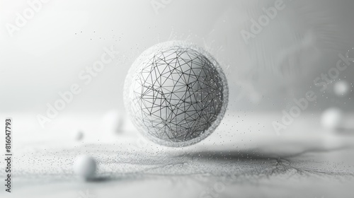 3d Abstract Wireframe Sphere Floating in Negative Space