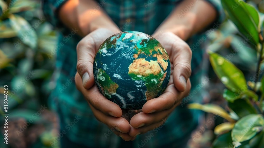 A person holds a globe in their hands, showcasing the Earth from a close perspective. A person holds a globe in their hands, showcasing the Earth from a close perspective.