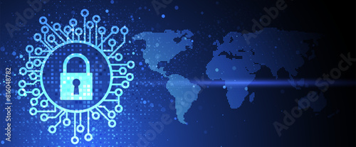 Cyber security and information or network protection. Future cyber technology web services for business and internet project. Vector art