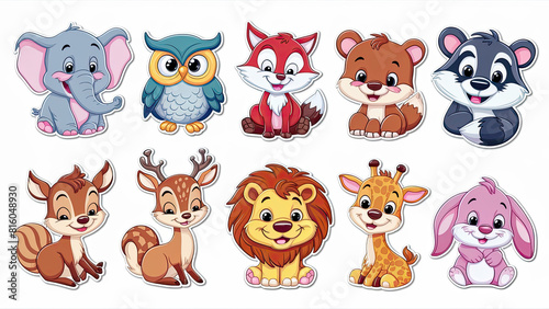 A collection of adorable cartoon animal stickers