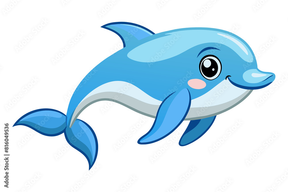 Fototapeta premium Cartoon animals under the sea ,Sea Life- Happy Fish