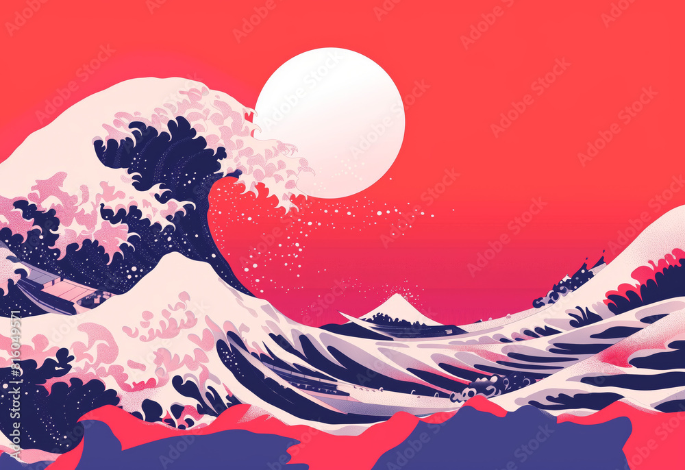 Background of japanese style wave pattern texture