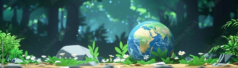Green foliage embracing a paper earth globe, symbolizing environmental protection and the fragility of our planet Earth Day theme Green foliage embracing a paper earth globe, symbolizing environmental protection and the fragility of our planet Earth Day theme
