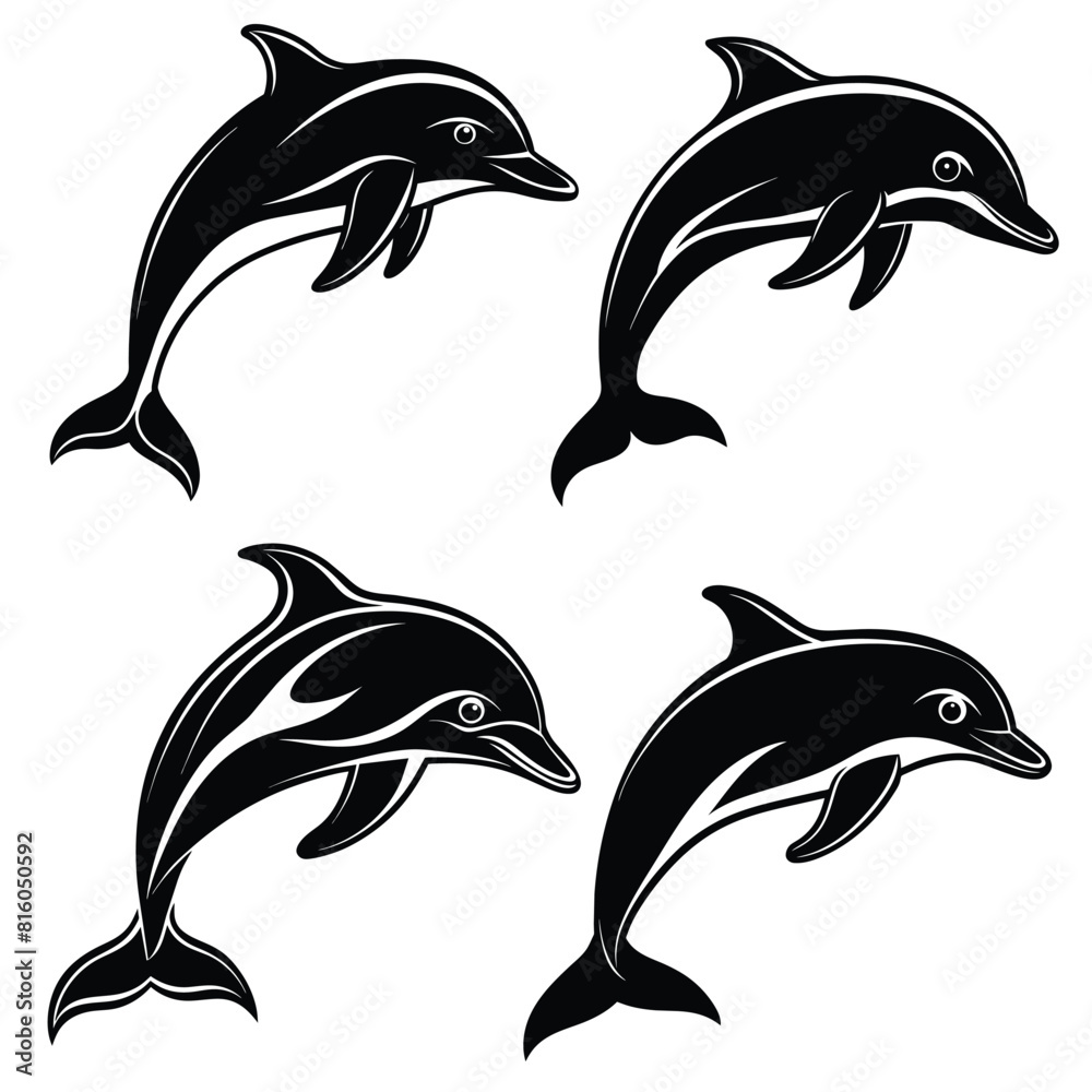 Obraz premium dolphin, jumping, silhouette
