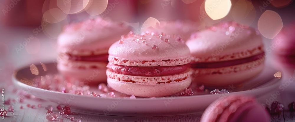 French Macarons In The Color Of The Year, Viva Magenta, Birthday Background French Macarons In The Color Of The Year, Viva Magenta, Birthday Background