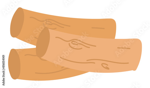 Firewood stack in flat design. Wooden logs for fireplace, camp hardwood. Vector illustration isolated.