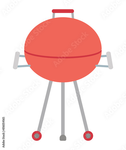 Barbeque grill in flat design. Bbq appliance for frying food at picnic. Vector illustration isolated.