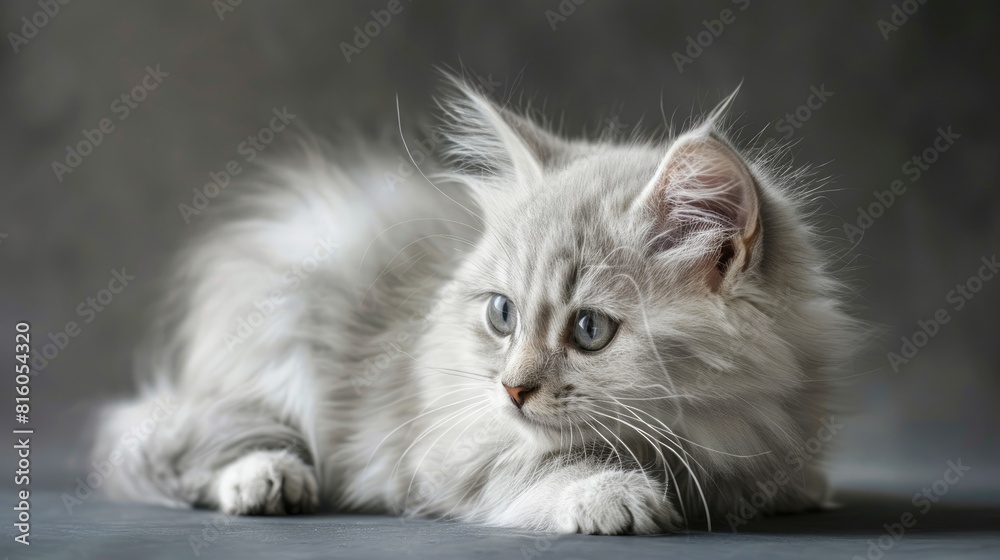 Siberian Kitten at One Month Old Silver Color Variant
