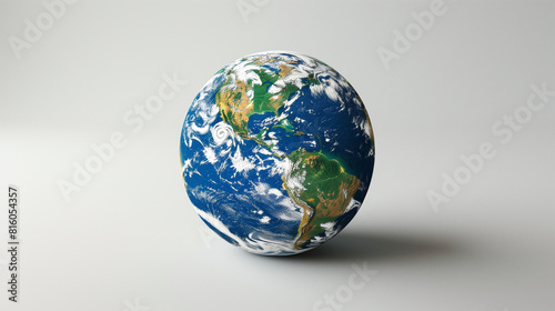 Blue planet earth isolated on white background. Clipping path. Planet Earth with clouds, Europe and part of Asia and Africal. planet Earth in galaxy space. Planet Earth in space with night and city.  photo
