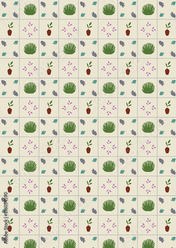 abstract pattern with leaves and flowers