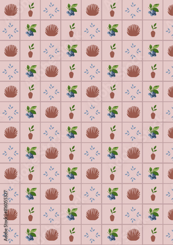 abstract pattern with leaves and flowers