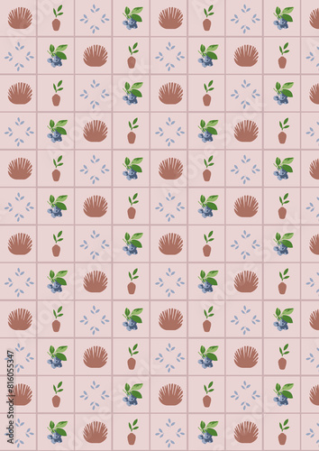 abstract pattern with leaves and flowers