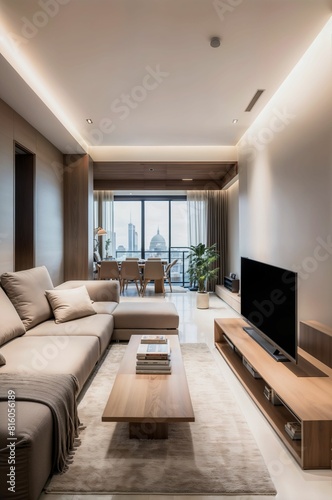 Minimalist living room - Generative AI © Mehdi