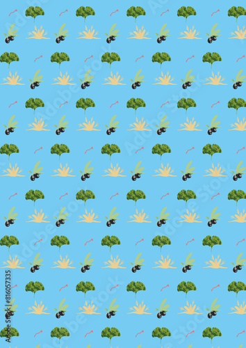 abstract pattern with leaves and flowers