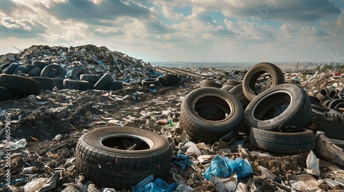 car tires in a landfill  photo