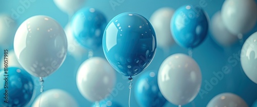 Blue And White Balloons Background, Birthday Background