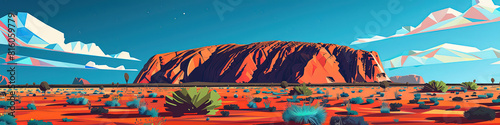 Uluru (Ayers Rock), Northern Territory, Australia - Scenic Illustration Art