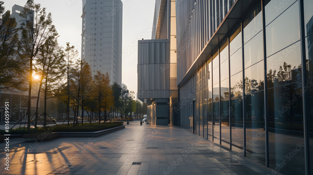 Fototapeta premium Venue outside the modern city building : Generative AI