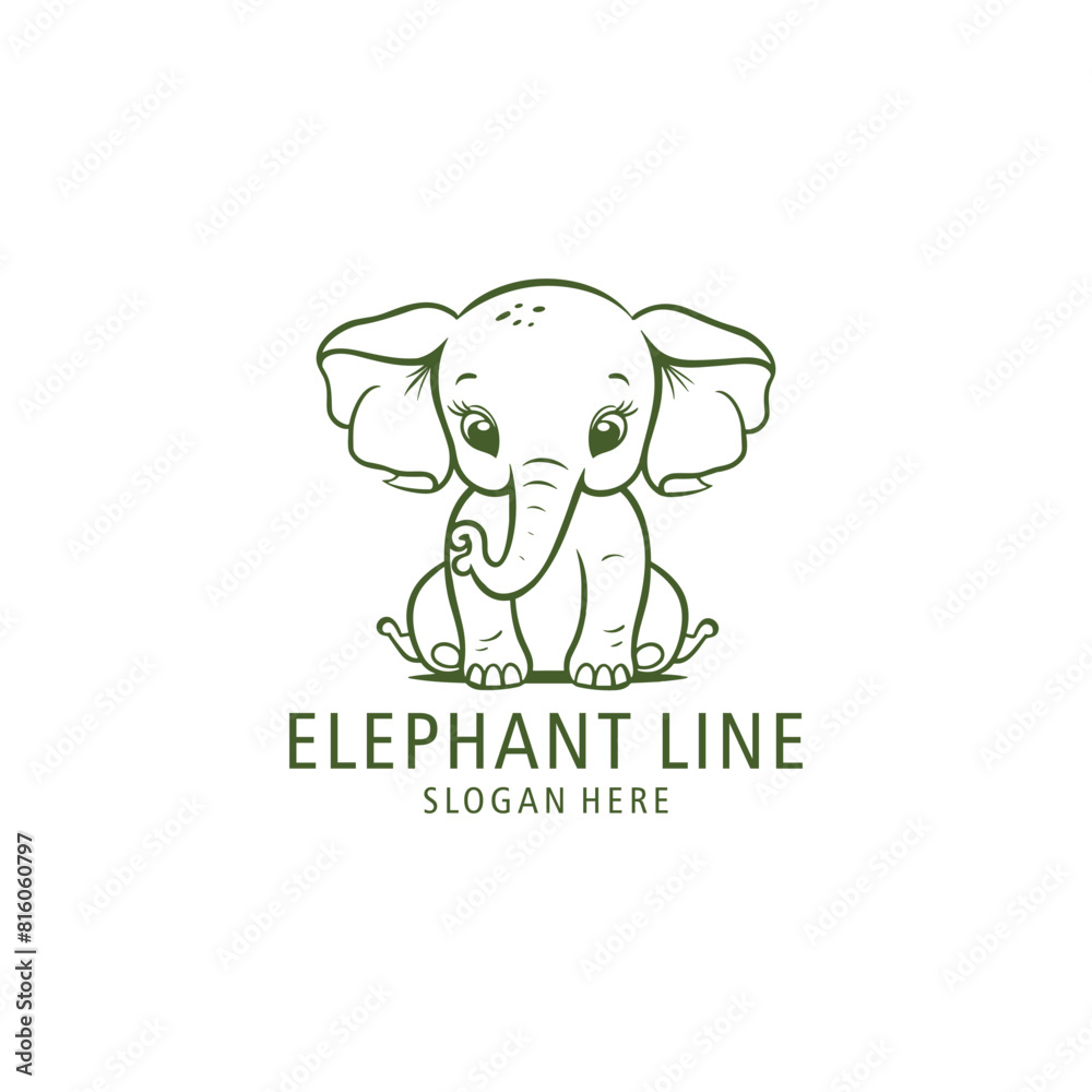 Sitting elephant logo vector illustration