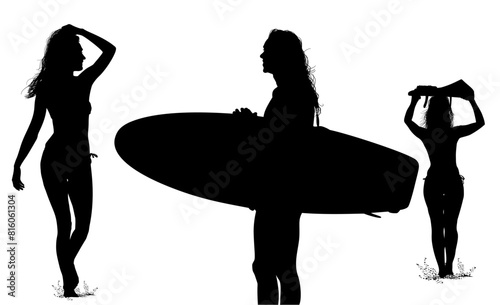 surfistas, contraluz, vector, tabla, surf, mar, atardecer, mujer surfista, silueta, tablista, ilustracion, arte surf, rosa, surfista en la playa, chica surf, mujer