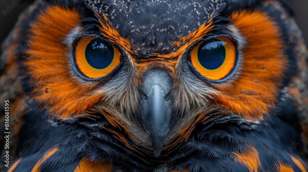 Owl headshot with closeup of face created by ai