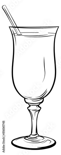 glass with juice and straw without background