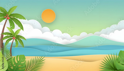 Smooth  Perfectly Clean tree landscape for graphic backgrounds and wallpaper  paper cut.