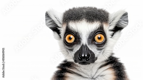  A tight shot of a Lemur's orange-eyed face