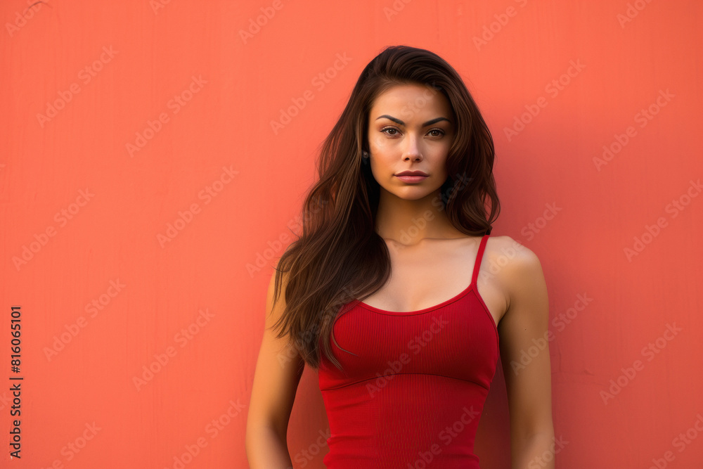 Young woman in red color top Young woman in red color top