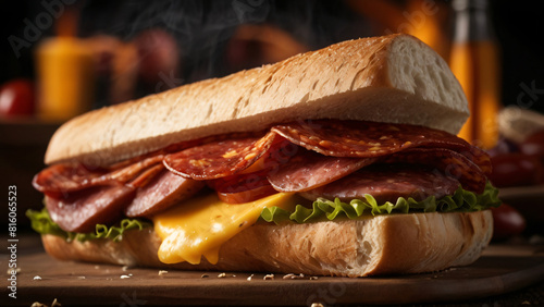 Gourmet Pepperoni and Cheese Sub Sandwich