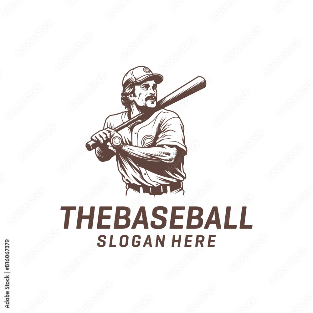 Fototapeta premium Baseball men logo vector illustration