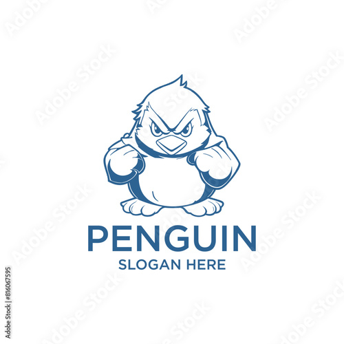 Angry penguin logo vector illustration