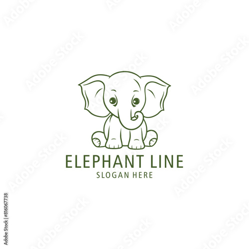 Sitting elephant logo vector illustration