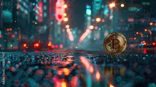 Crypto Trading theme with blurred city lights