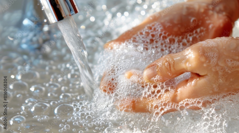 Fototapeta premium Washing Hands Under Faucet