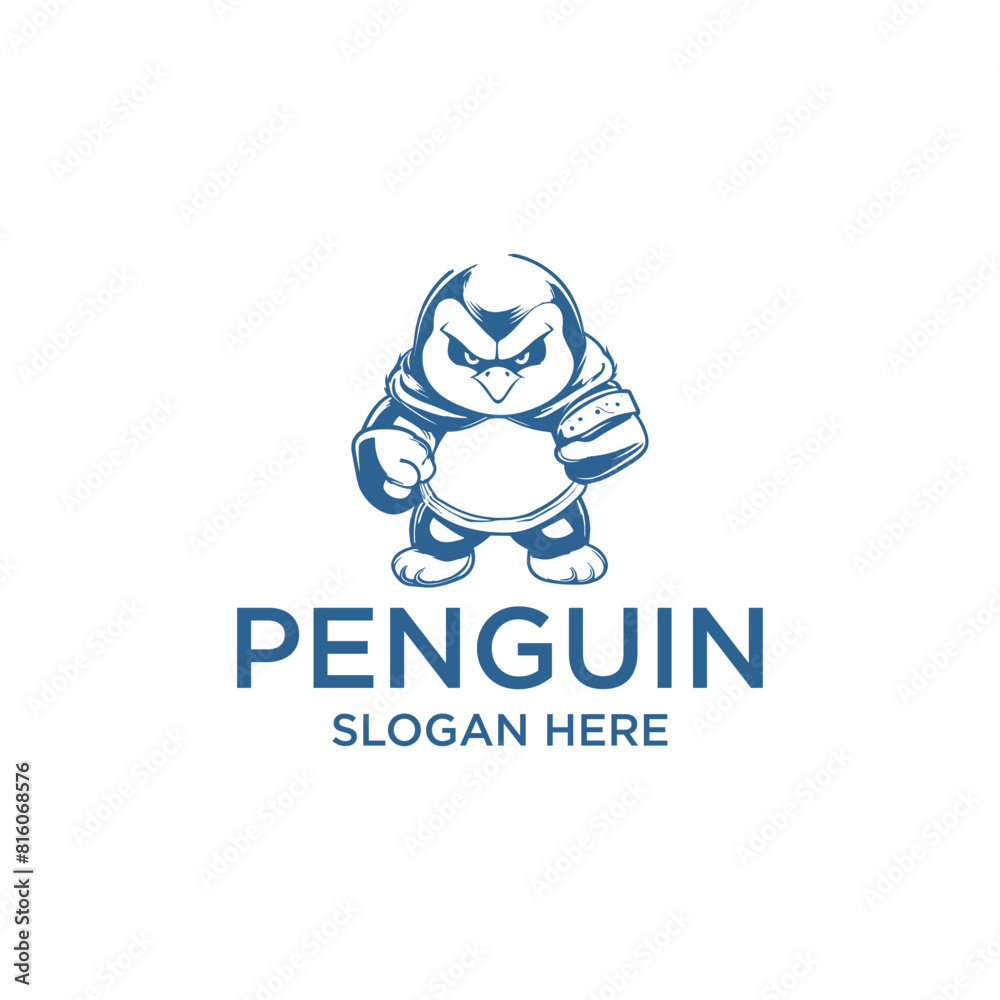 Angry penguin logo vector illustration