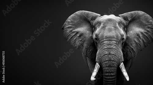  A black-and-white image displays an elephant s tusks The tusks are evident in the photograph