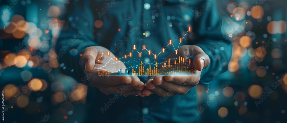A person holding a tablet with a graph on it A person holding a tablet with a graph on it