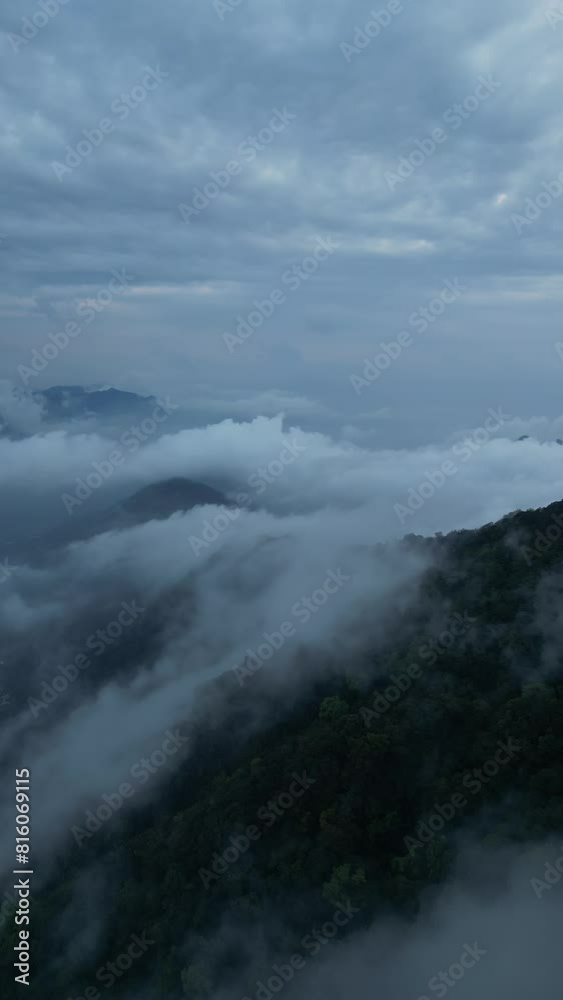 Aerial video above the clouds above the scenery of Fenqihu Taiwan town Aerial video above the clouds above the scenery of Fenqihu Taiwan town