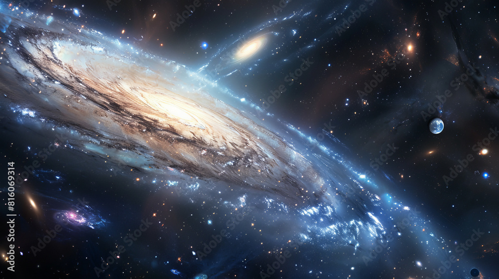 Obraz premium Hyper-Realistic Beauty Impressive Galaxy Nebula Captured in Stunning Detail and Splendor