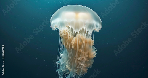  transparent jelly fish under inside large sea