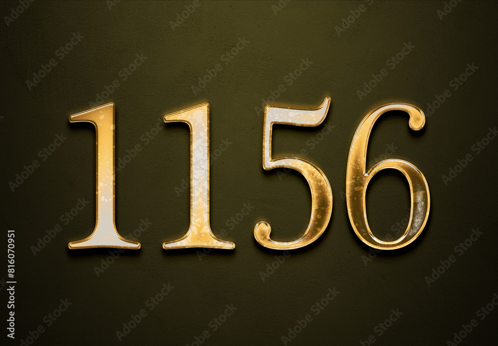 Old gold effect of 1156 number with 3D glossy style Mockup. Old gold effect of 1156 number with 3D glossy style Mockup.
